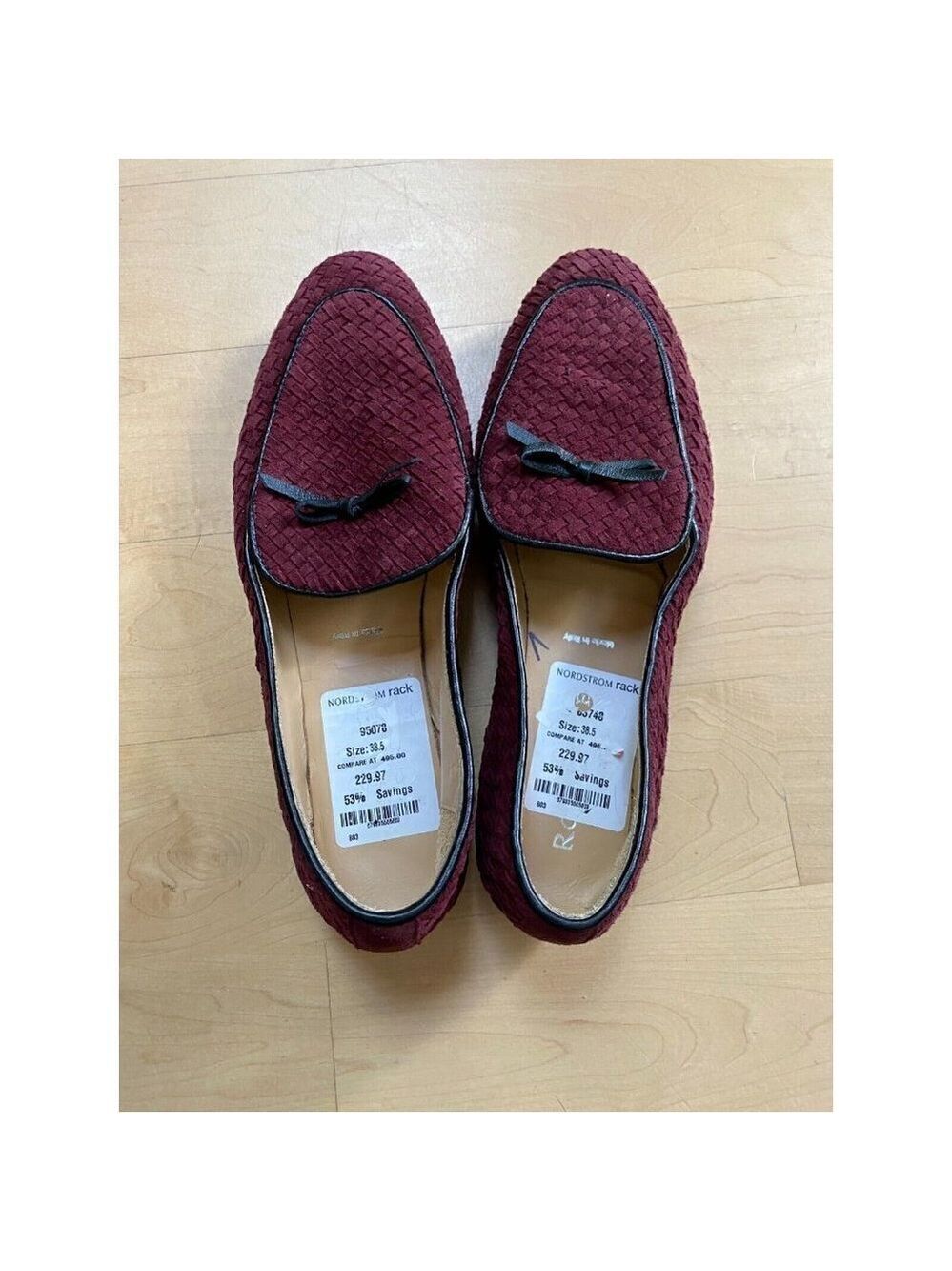 Ron White Women Burgundy basket weave Cashmere Suede Loafer - Picture 2 of 8